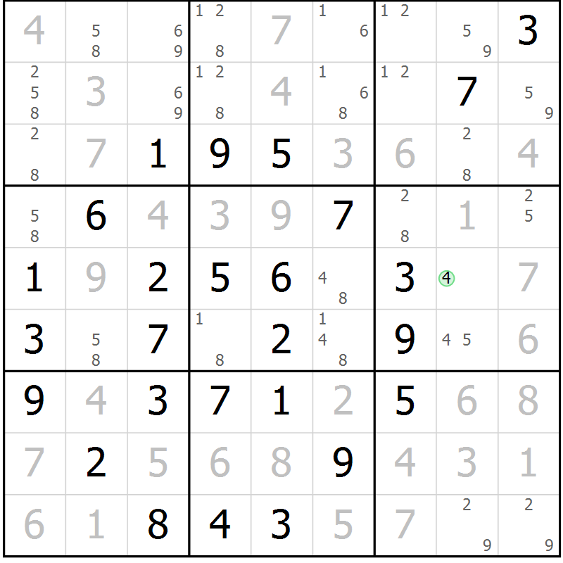 Position des candidats pour la solution de la Gr 17 page 20 du magazine de sudoku Maestro n° 097
