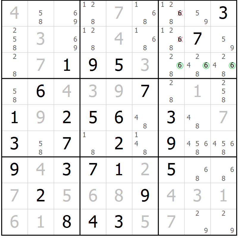 Position des candidats pour la solution de la Gr 17 page 20 du magazine de sudoku Maestro n° 097
