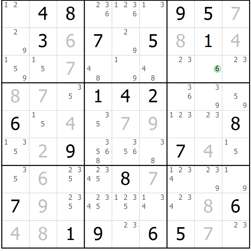 Position des candidats pour la solution de la Gr 19 page 22 du magazine de sudoku Maestro n° 097