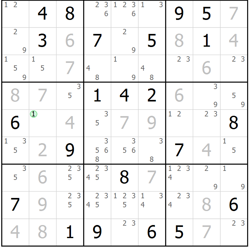 Position des candidats pour la solution de la Gr 19 page 22 du magazine de sudoku Maestro n° 097