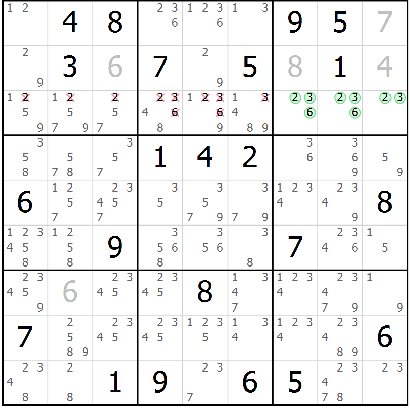 Position des candidats pour la solution de la Gr 19 page 22 du magazine de sudoku Maestro n° 097