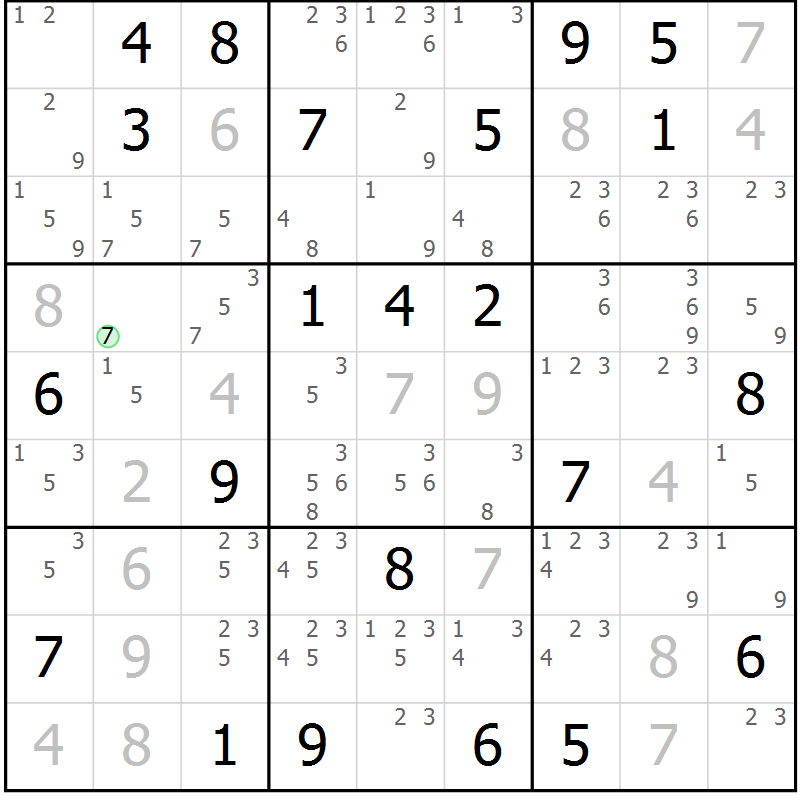 Position des candidats pour la solution de la Gr 19 page 22 du magazine de sudoku Maestro n° 097
