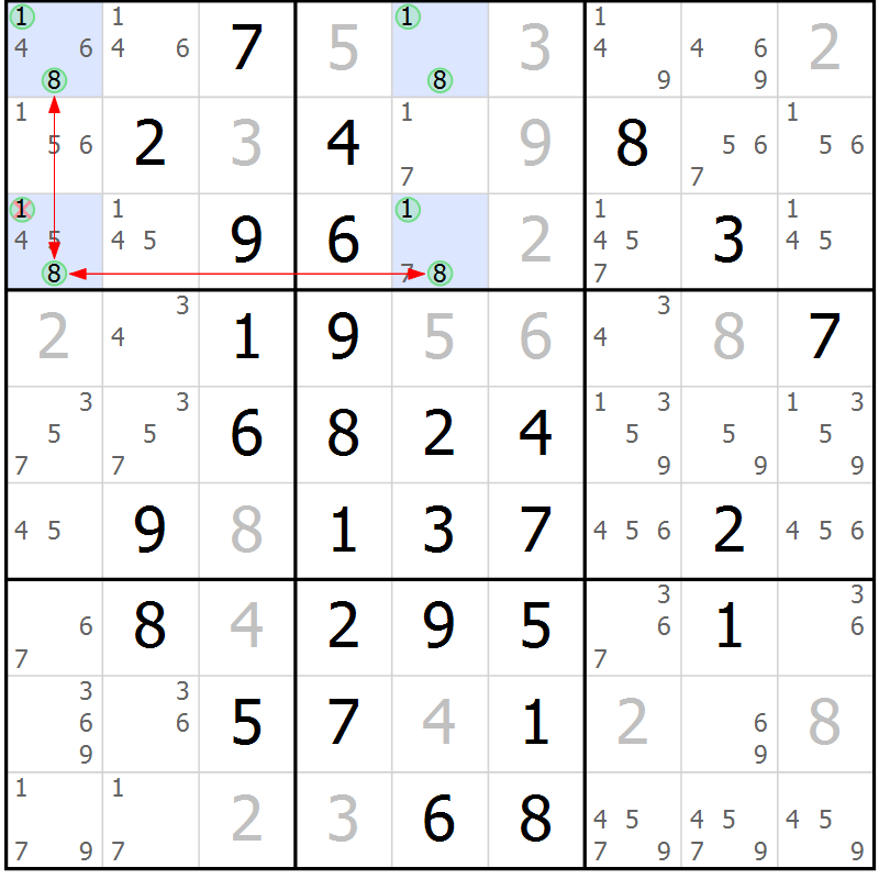 Position des candidats pour la solution de la Gr 20 page 23 du magazine de sudoku Maestro n° 097