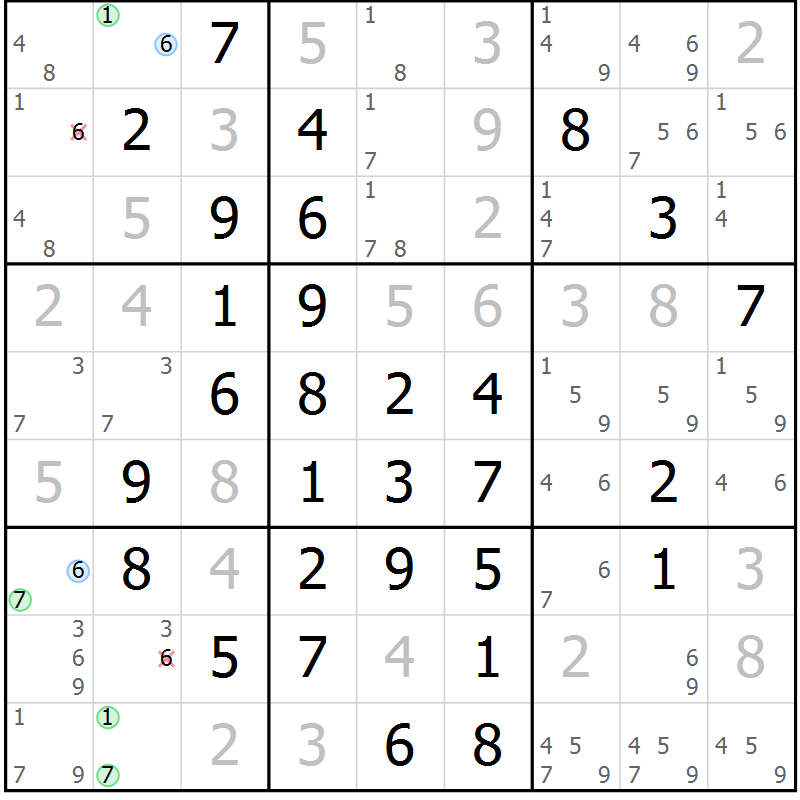 Position des candidats pour la solution de la Gr 20 page 23 du magazine de sudoku Maestro n° 097