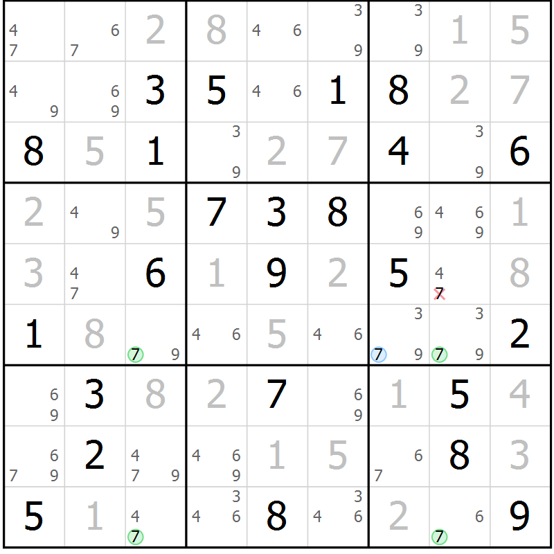 Position des candidats pour la solution de la Gr 21 page 24 du magazine de sudoku Maestro n° 097