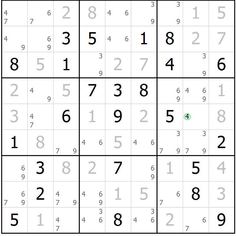 Position des candidats pour la solution de la Gr 21 page 24 du magazine de sudoku Maestro n° 097