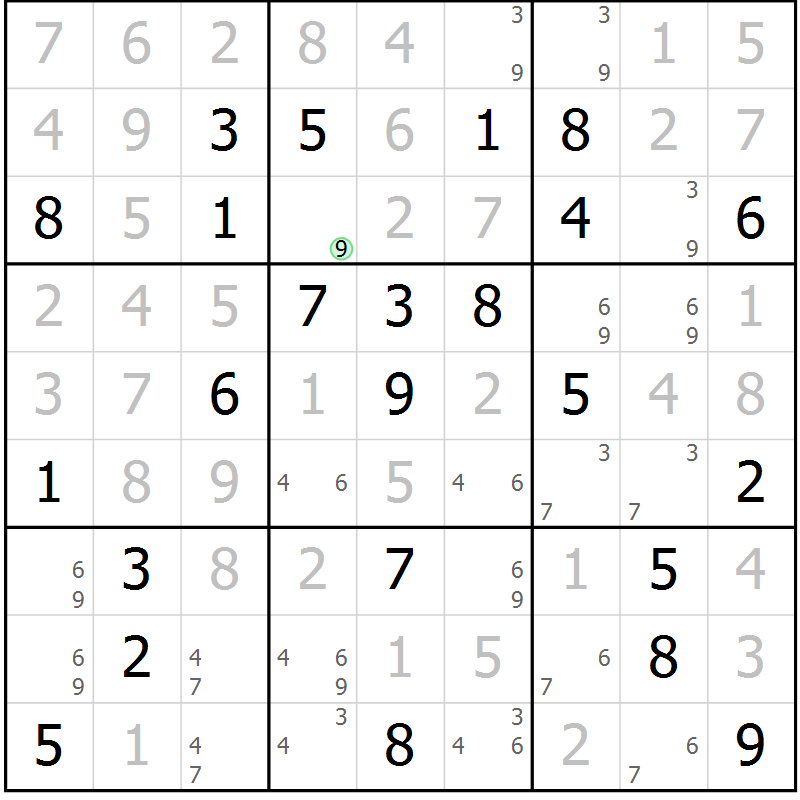Position des candidats pour la solution de la Gr 21 page 24 du magazine de sudoku Maestro n° 097