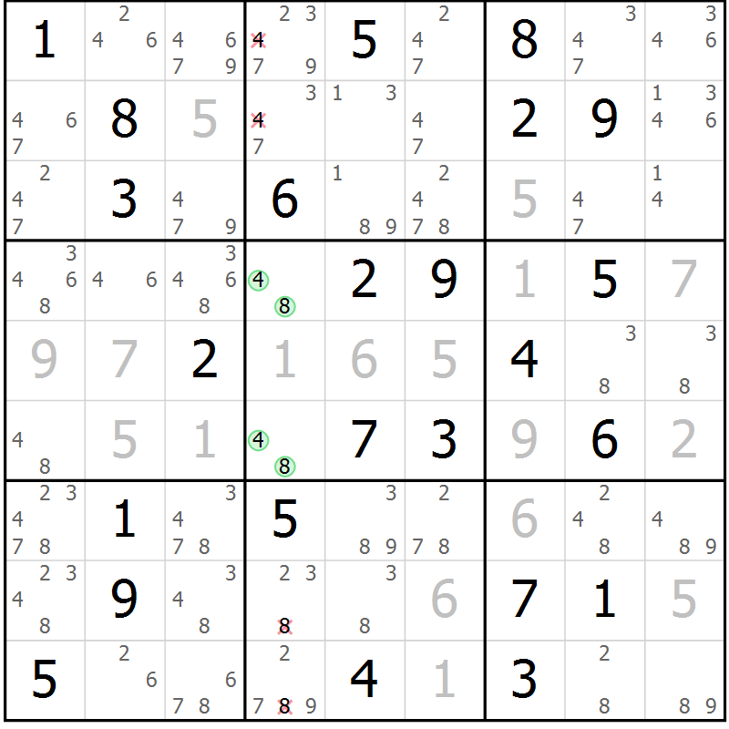 Position des candidats pour la solution de la Gr 23 page 26 du magazine de sudoku Maestro n° 097