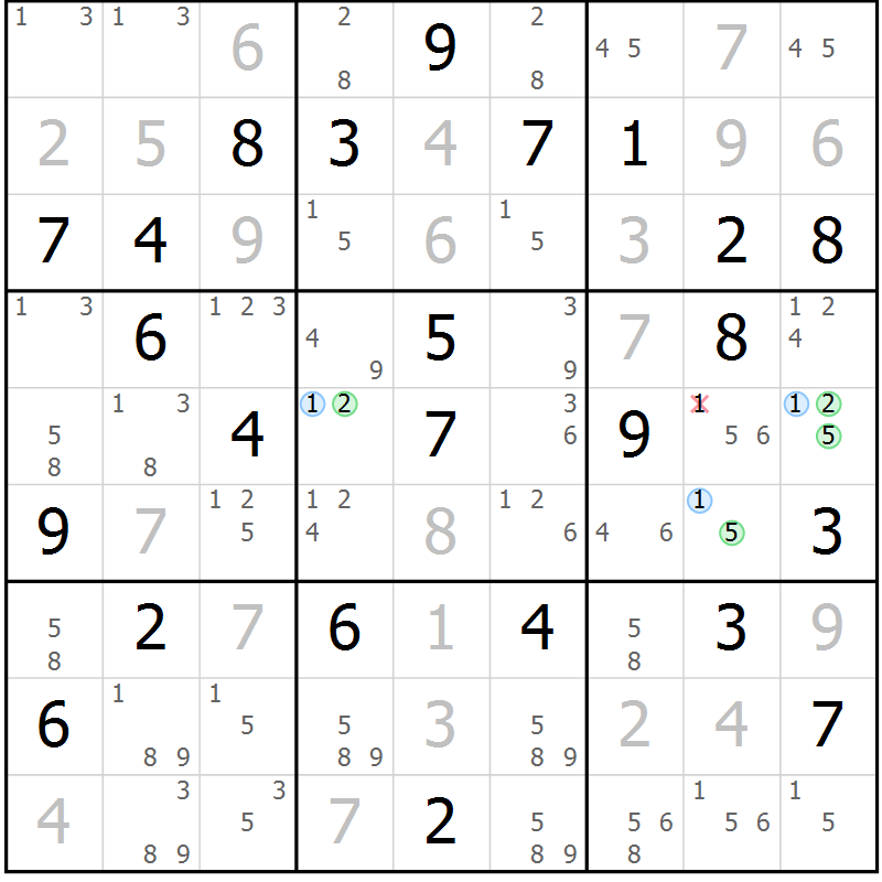 Position des candidats pour la solution de la Gr 24 page 27 du magazine de sudoku Maestro n° 097