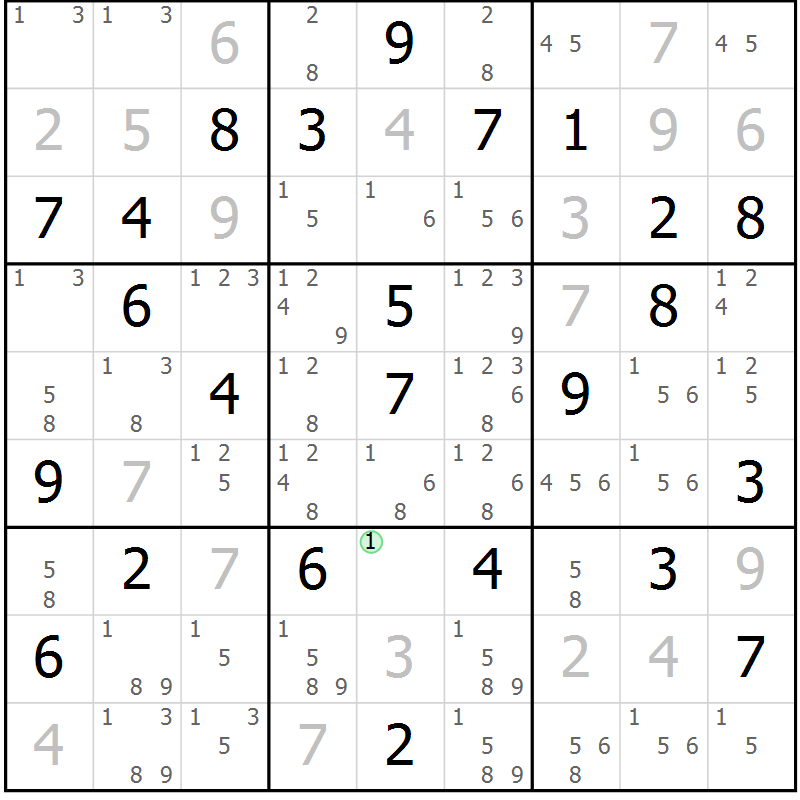 Position des candidats pour la solution de la Gr 24 page 27 du magazine de sudoku Maestro n° 097