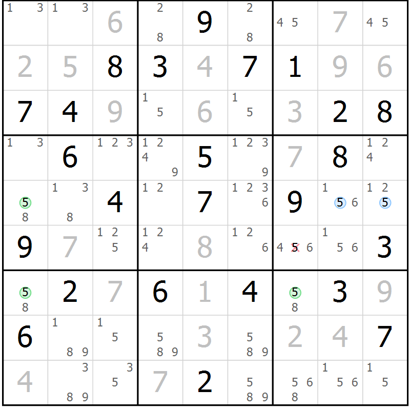 Position des candidats pour la solution de la Gr 24 page 27 du magazine de sudoku Maestro n° 097