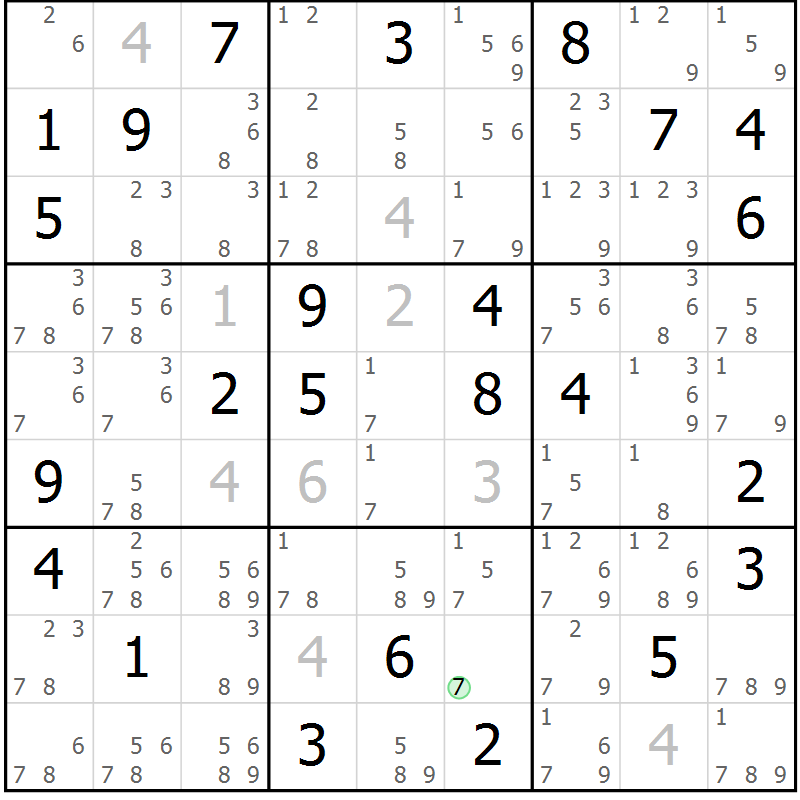 Position des candidats pour la solution de la Gr 26 page 29 du magazine de sudoku Maestro n° 097