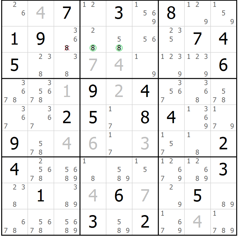 Position des candidats pour la solution de la Gr 26 page 29 du magazine de sudoku Maestro n° 097