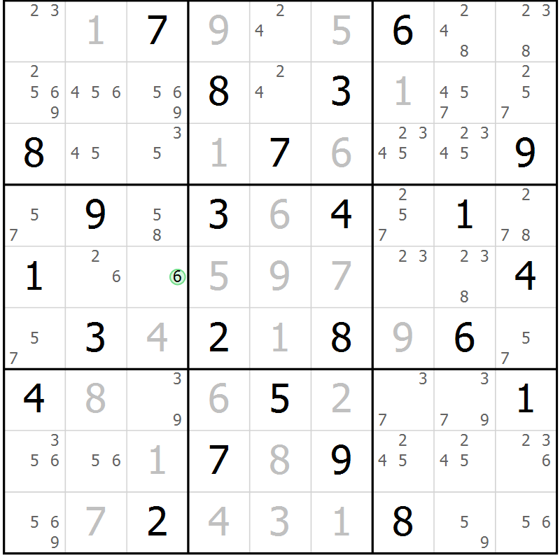 Position des candidats pour la solution de la Gr 27 page 30 du magazine de sudoku Maestro n° 097