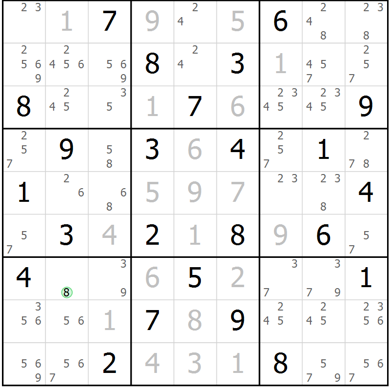 Position des candidats pour la solution de la Gr 27 page 30 du magazine de sudoku Maestro n° 097