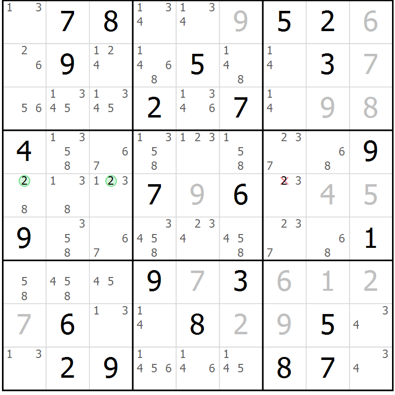 Position des candidats pour la solution de la Gr 28 page 31 du magazine de sudoku Maestro n° 097