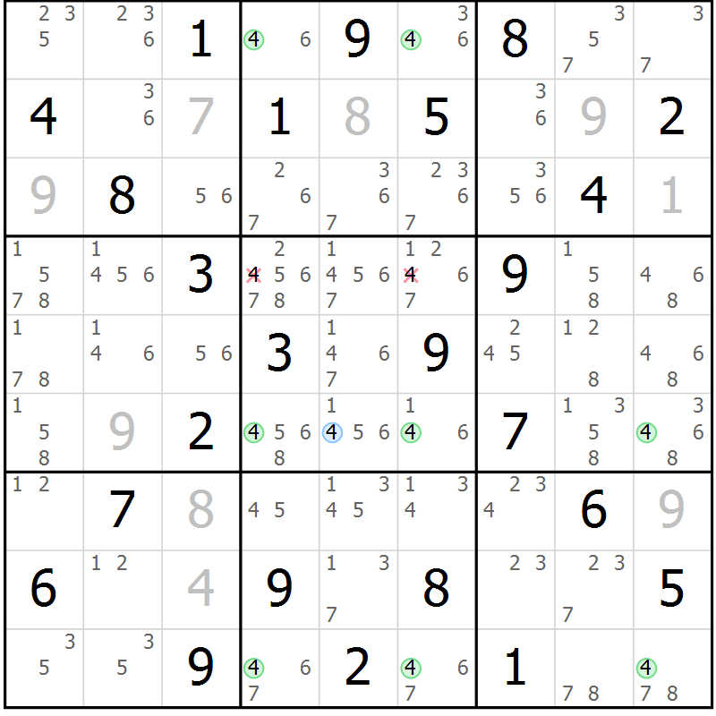 Position des candidats pour la solution de la Gr 29 page 32 du magazine de sudoku Maestro n° 097