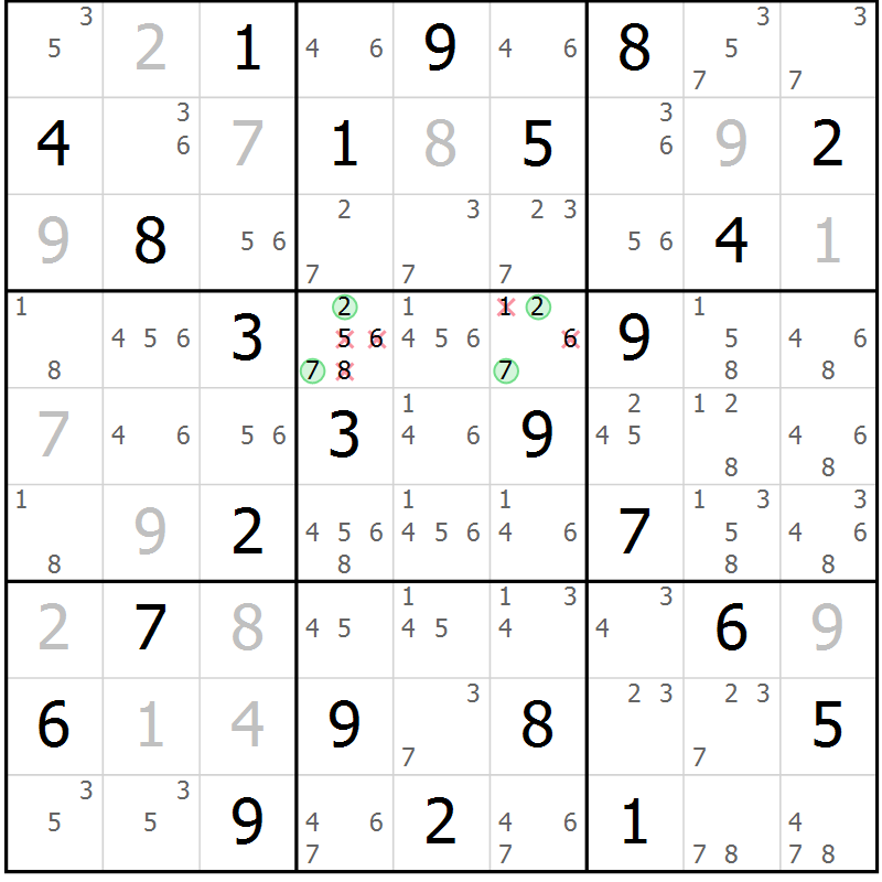 Position des candidats pour la solution de la Gr 29 page 32 du magazine de sudoku Maestro n° 097