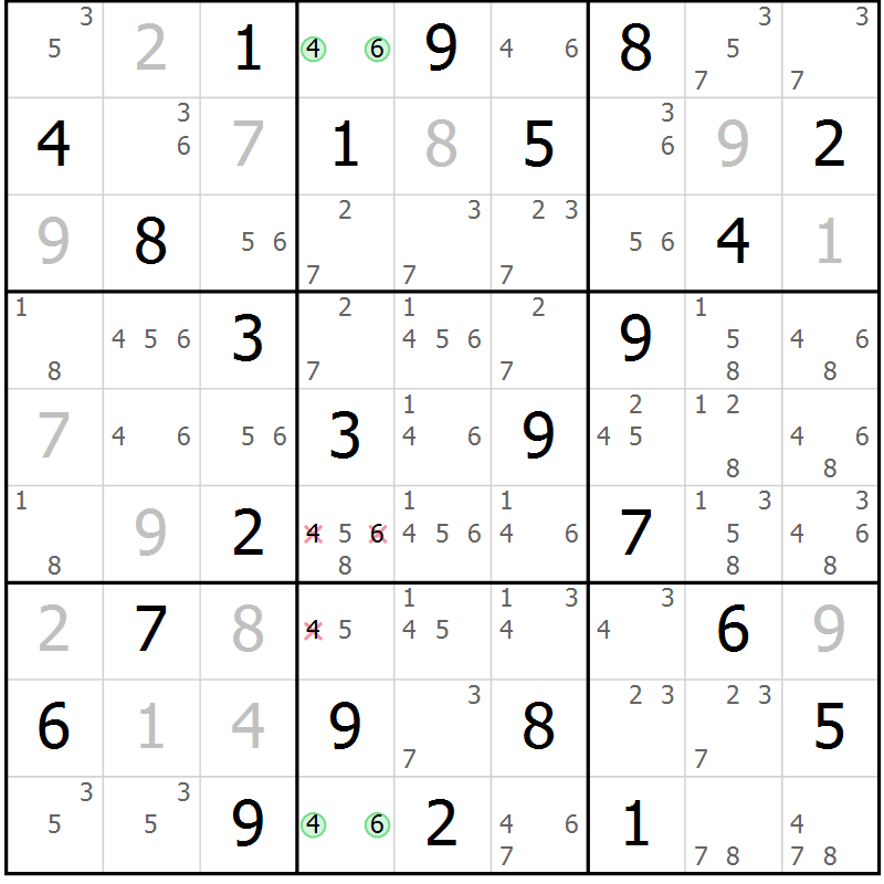 Position des candidats pour la solution de la Gr 29 page 32 du magazine de sudoku Maestro n° 097