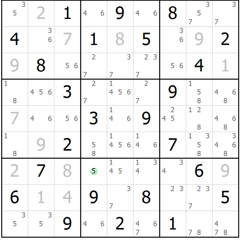 Position des candidats pour la solution de la Gr 29 page 32 du magazine de sudoku Maestro n° 097
