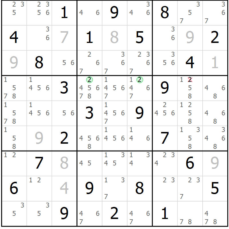 Position des candidats pour la solution de la Gr 29 page 32 du magazine de sudoku Maestro n° 097