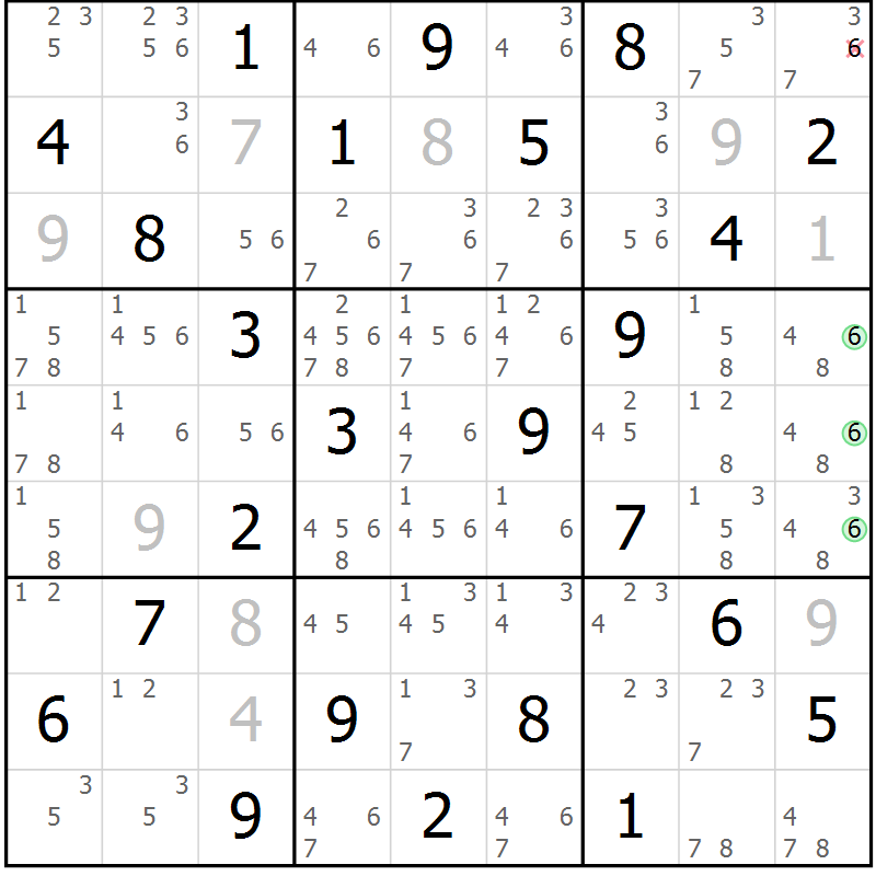 Position des candidats pour la solution de la Gr 29 page 32 du magazine de sudoku Maestro n° 097