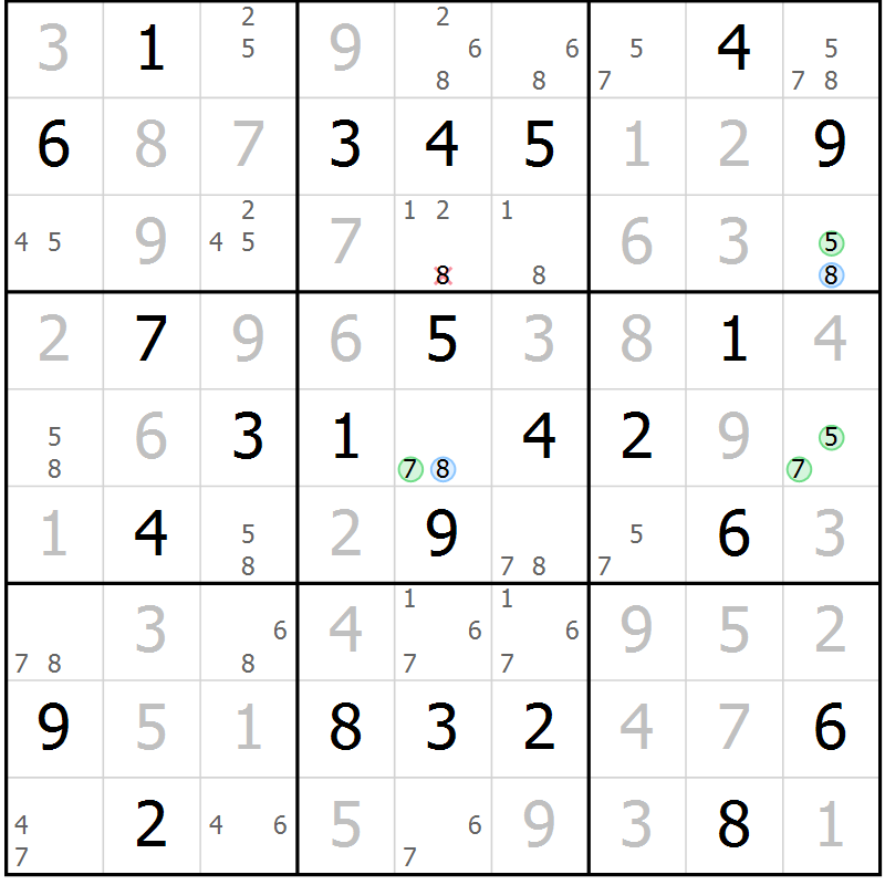 Position des candidats pour la solution de la Gr 30 page 33 du magazine de sudoku Maestro n° 097
