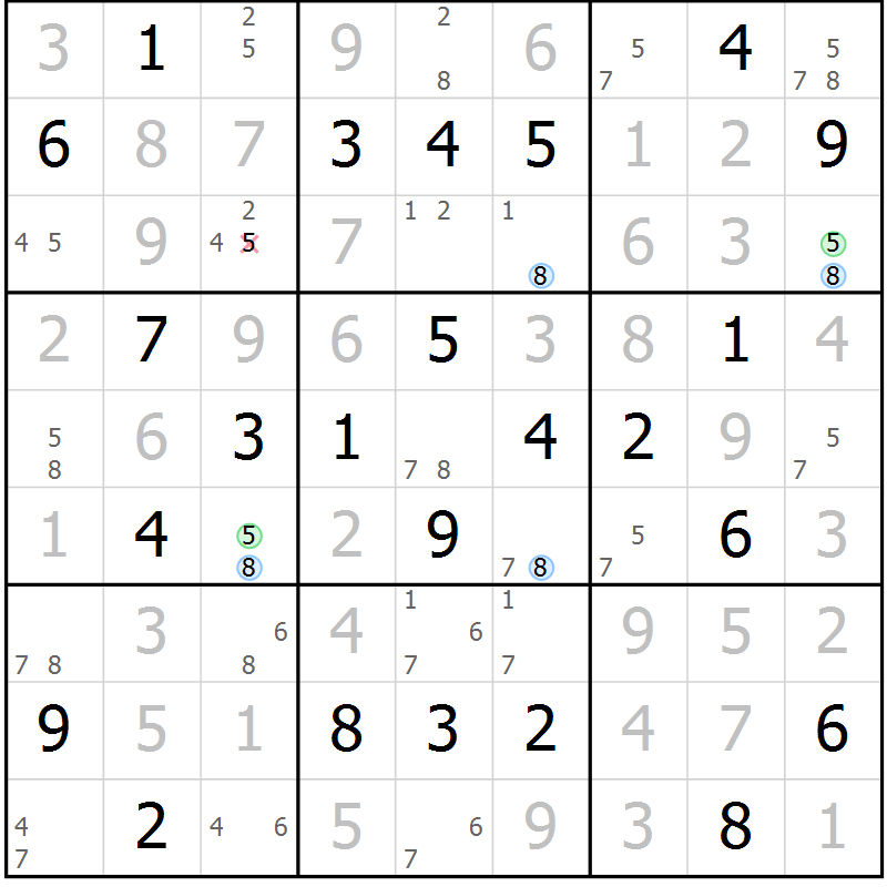 Position des candidats pour la solution de la Gr 30 page 33 du magazine de sudoku Maestro n° 097