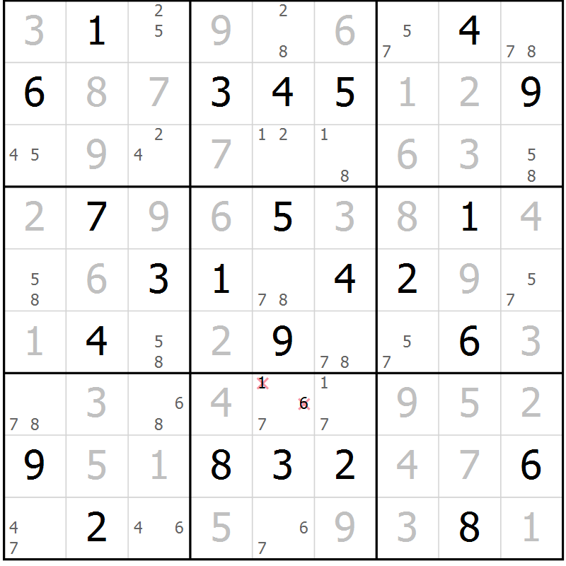 Position des candidats pour la solution de la Gr 30 page 33 du magazine de sudoku Maestro n° 097