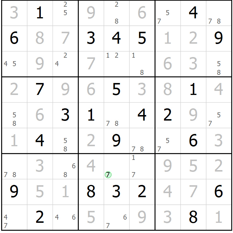 Position des candidats pour la solution de la Gr 30 page 33 du magazine de sudoku Maestro n° 097