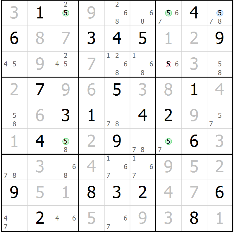 Position des candidats pour la solution de la Gr 30 page 33 du magazine de sudoku Maestro n° 097
