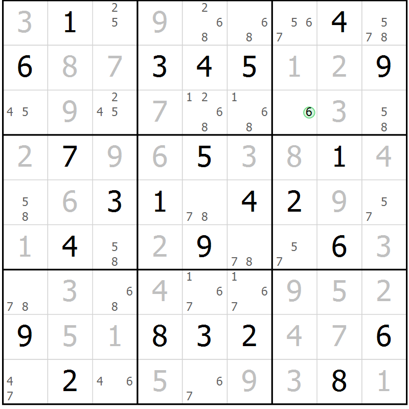 Position des candidats pour la solution de la Gr 30 page 33 du magazine de sudoku Maestro n° 097