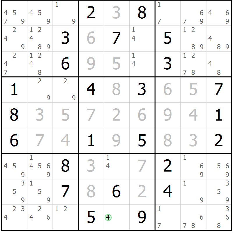 Position des candidats pour la solution de la Gr 31 page 34 du magazine de sudoku Maestro n° 097