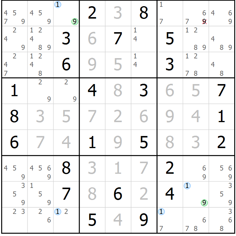 Position des candidats pour la solution de la Gr 31 page 34 du magazine de sudoku Maestro n° 097