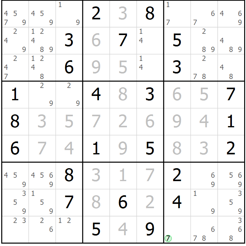 Position des candidats pour la solution de la Gr 31 page 34 du magazine de sudoku Maestro n° 097
