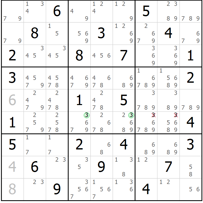 Position des candidats pour la solution de la Gr 32 page 35 du magazine de sudoku Maestro n° 097