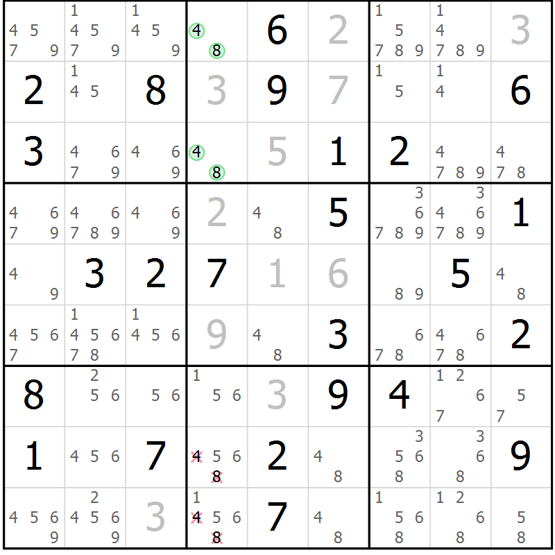 Position des candidats pour la solution de la Gr 34 page 37 du magazine de sudoku Maestro n° 097