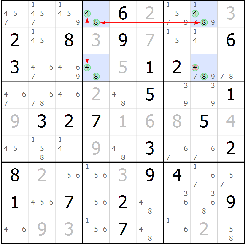 Position des candidats pour la solution de la Gr 34 page 37 du magazine de sudoku Maestro n° 097
