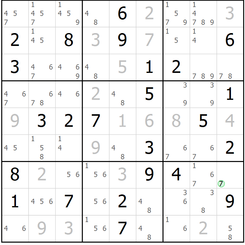 Position des candidats pour la solution de la Gr 34 page 37 du magazine de sudoku Maestro n° 097