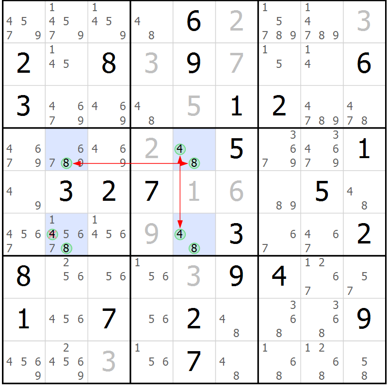 Position des candidats pour la solution de la Gr 34 page 37 du magazine de sudoku Maestro n° 097