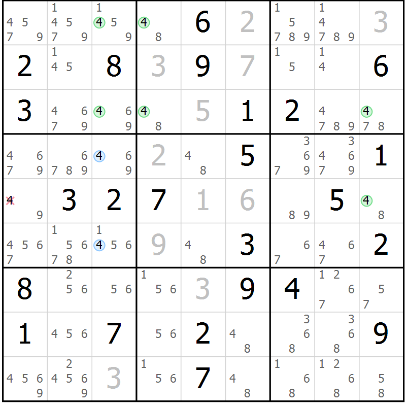 Position des candidats pour la solution de la Gr 34 page 37 du magazine de sudoku Maestro n° 097