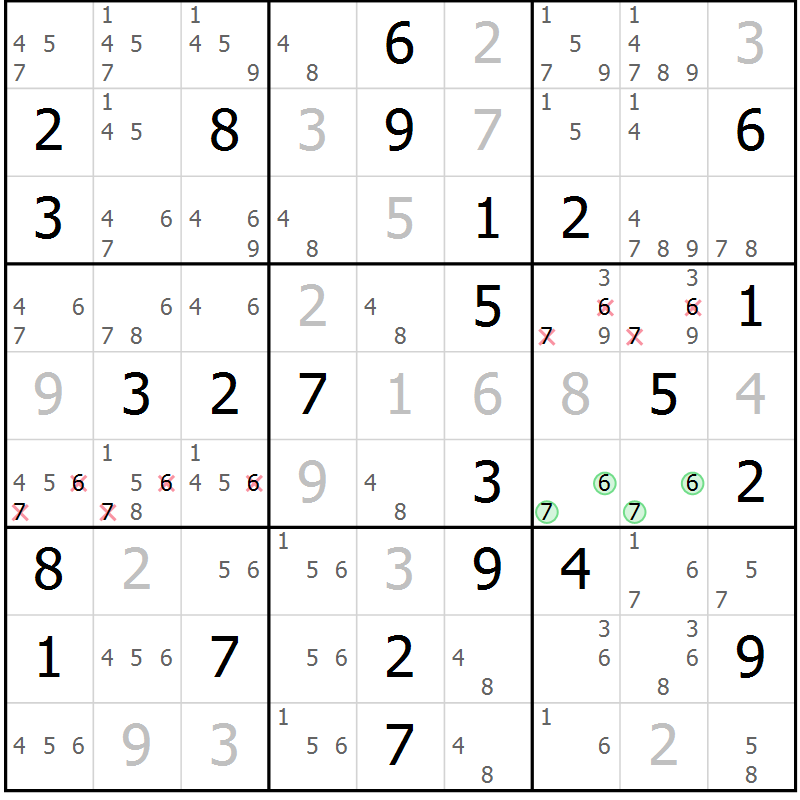 Position des candidats pour la solution de la Gr 34 page 37 du magazine de sudoku Maestro n° 097
