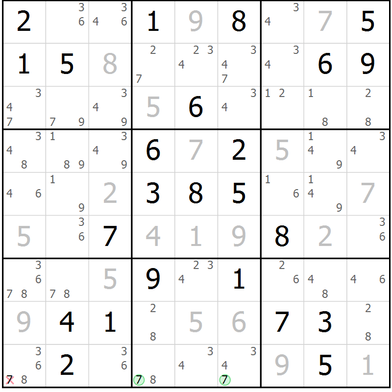 Position des candidats pour la solution de la Gr 35 page 38 du magazine de sudoku Maestro n° 097