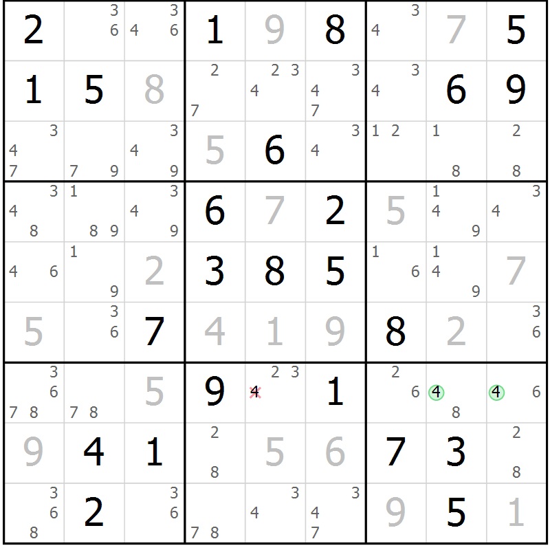 Position des candidats pour la solution de la Gr 35 page 38 du magazine de sudoku Maestro n° 097