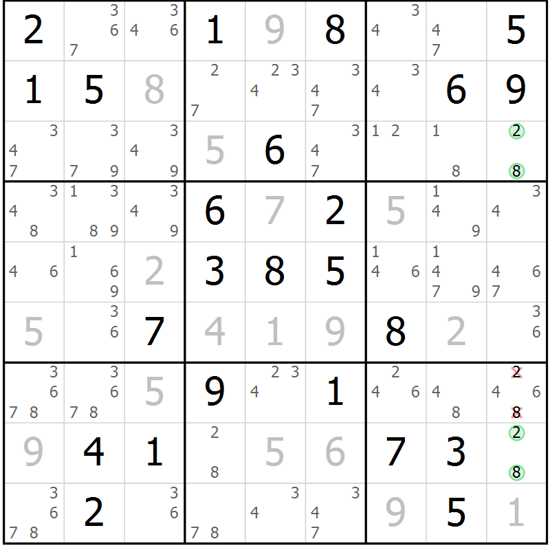 Position des candidats pour la solution de la Gr 35 page 38 du magazine de sudoku Maestro n° 097