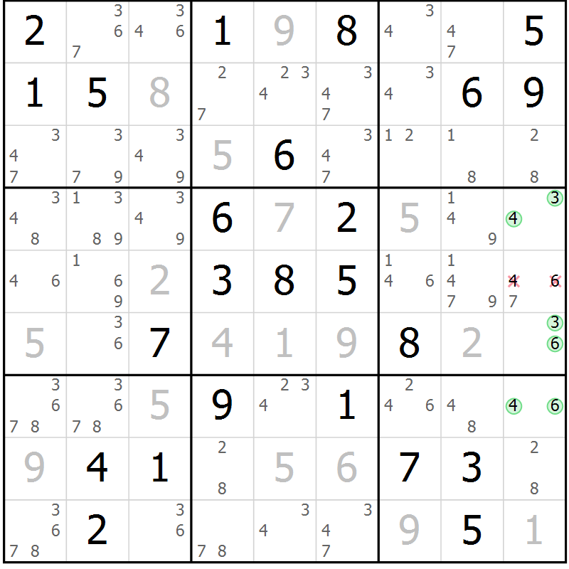 Position des candidats pour la solution de la Gr 35 page 38 du magazine de sudoku Maestro n° 097