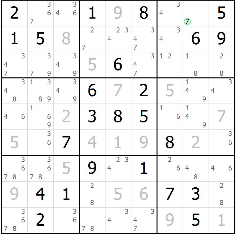 Position des candidats pour la solution de la Gr 35 page 38 du magazine de sudoku Maestro n° 097