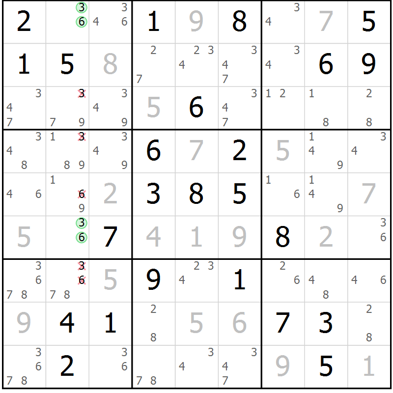 Position des candidats pour la solution de la Gr 35 page 38 du magazine de sudoku Maestro n° 097