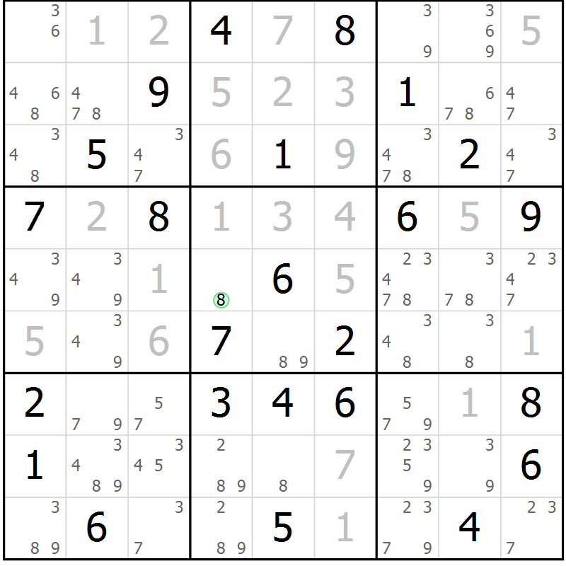 Position des candidats pour la solution de la Gr 36 page 39 du magazine de sudoku Maestro n° 097