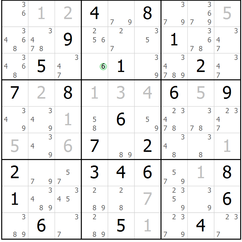 Position des candidats pour la solution de la Gr 36 page 39 du magazine de sudoku Maestro n° 097